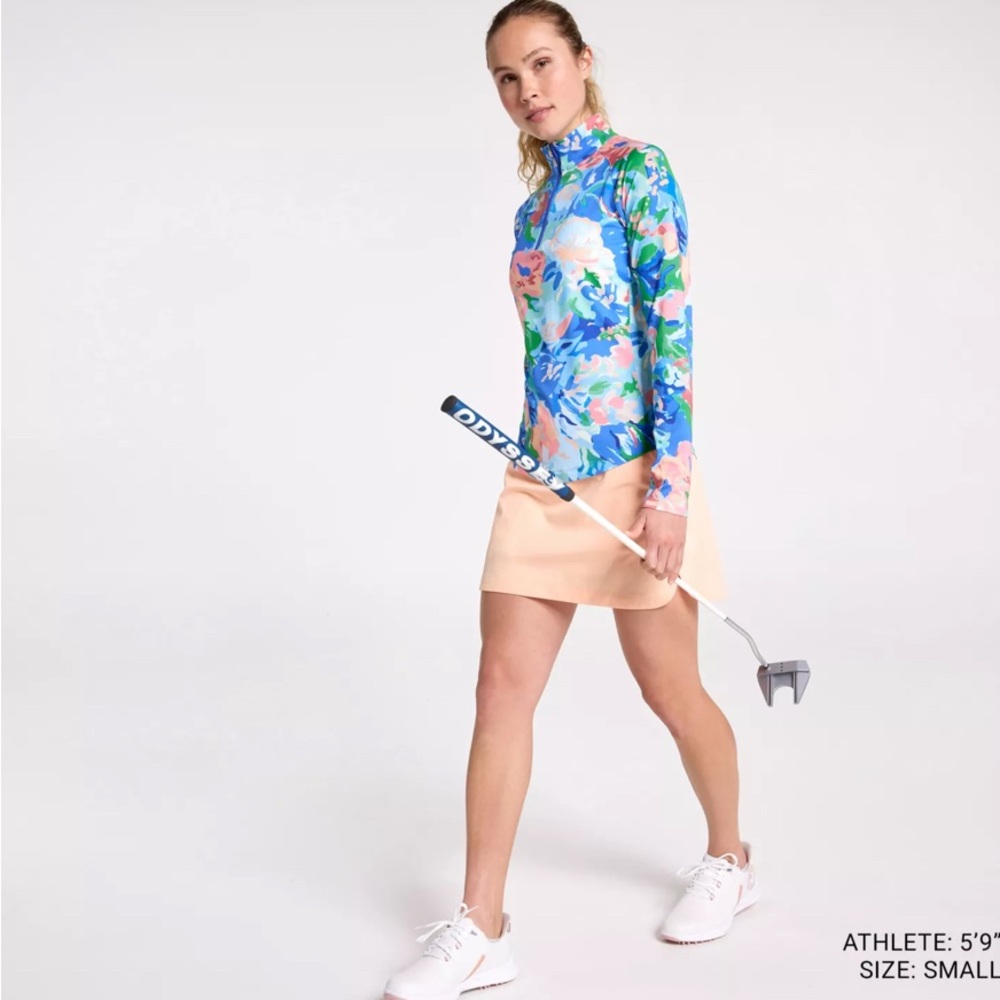 NWT Walter Hagen Blue Gouache Floral P11 Performance UV Protection Quarter Zip - Picture 3 of 9